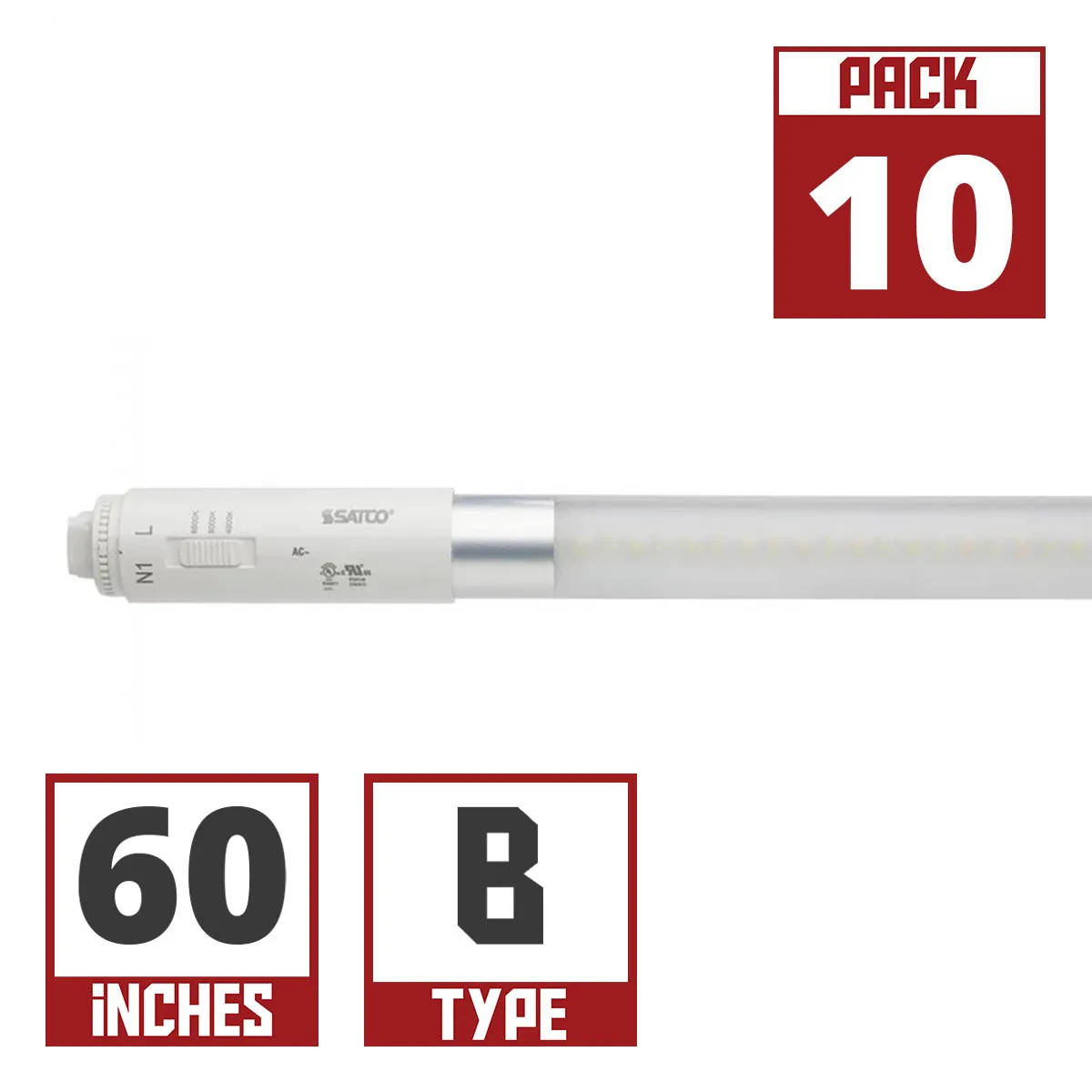 10 Pack - 60 Inch LED T8 Sign Tube, 24 Watts, 3450 Lumens, 40K|50K|65K, 360°