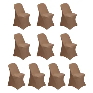 10 Pack Taupe Spandex Folding Slip On Chair Covers, Stretch Fitted Chair Covers - 160 GSM