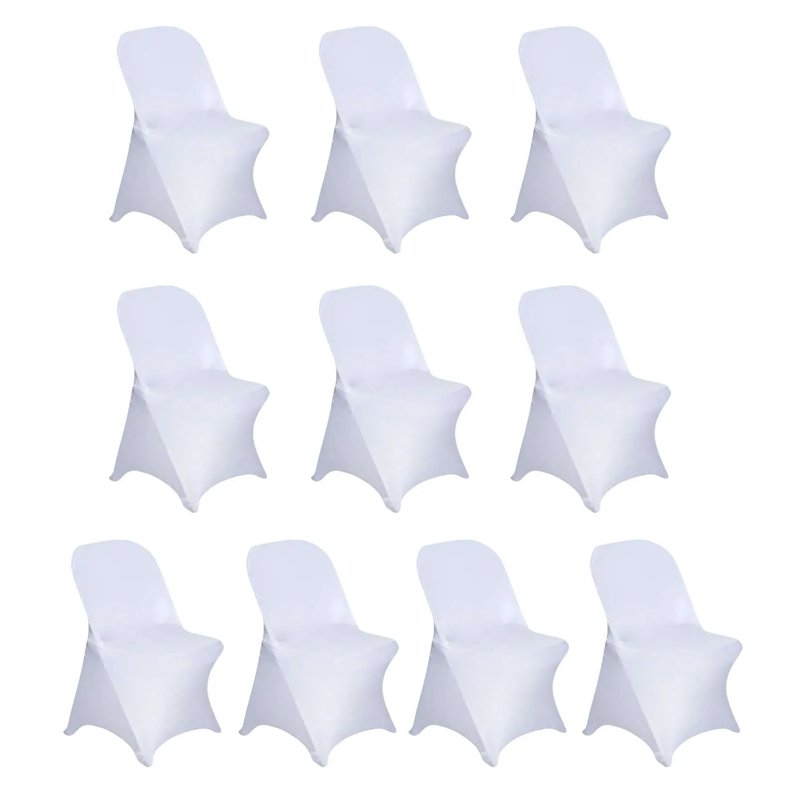 10 Pack White Spandex Folding Slip On Chair Covers, Stretch Fitted Chair Covers - 160 GSM