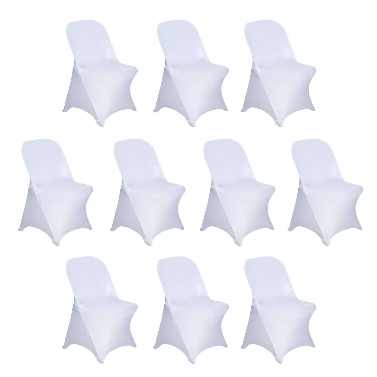 10 Pack White Spandex Folding Slip On Chair Covers, Stretch Fitted Chair Covers - 160 GSM