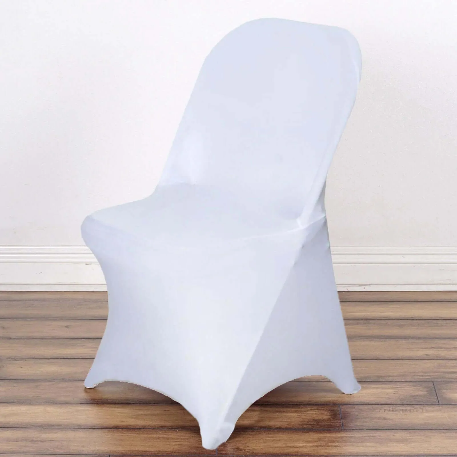 10 Pack White Spandex Folding Slip On Chair Covers, Stretch Fitted Chair Covers - 160 GSM