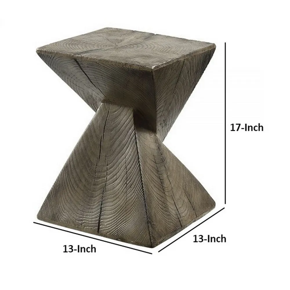 17 Inch Accent Table, Heavy-Duty Durability Cement, Weathered Oak Brown By Casagear Home