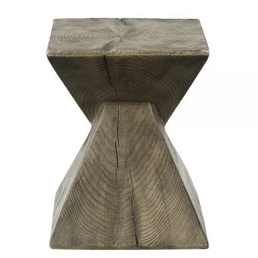 17 Inch Accent Table, Heavy-Duty Durability Cement, Weathered Oak Brown By Casagear Home