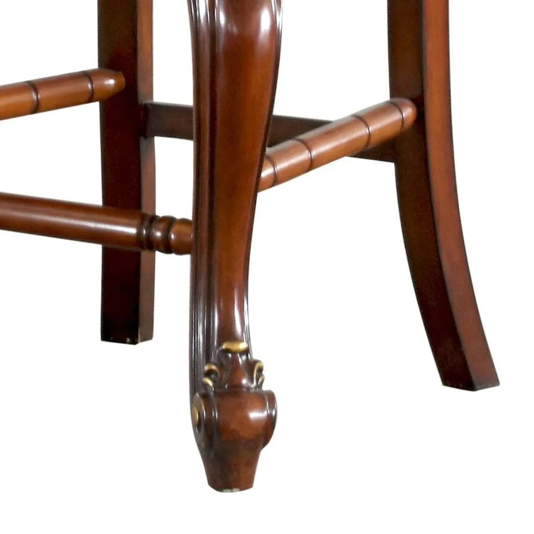 2 Armless Counter Height Chairs: Chocolate & Honey Oak, Elegant Design, Faux Leather