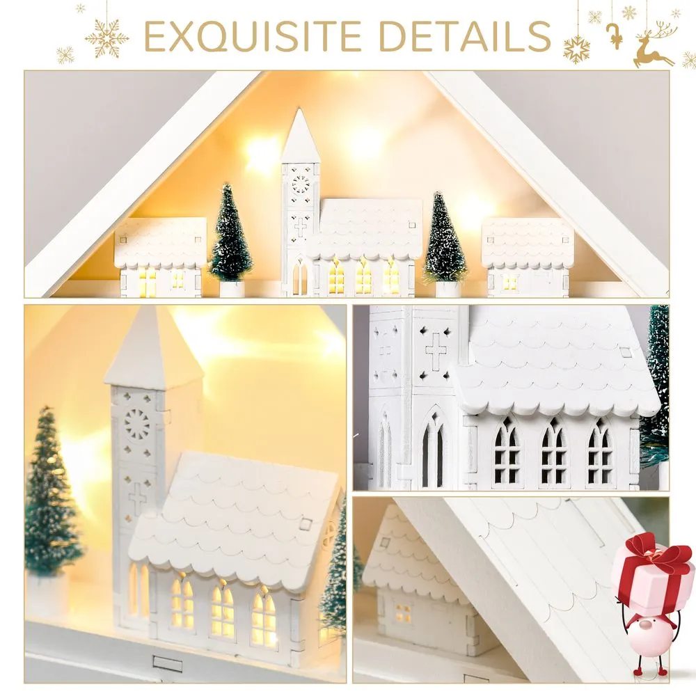 24-Drawer Christmas Advent Calendar Wooden Light-Up Countdown White