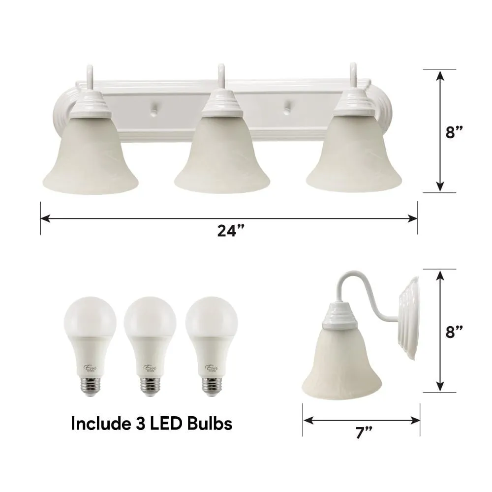 27W White Indoor Dimmable LED Bathroom Light - 180 Degree Beam - 120V - Direct Wiring - 2430 Lm - 2700K Soft White