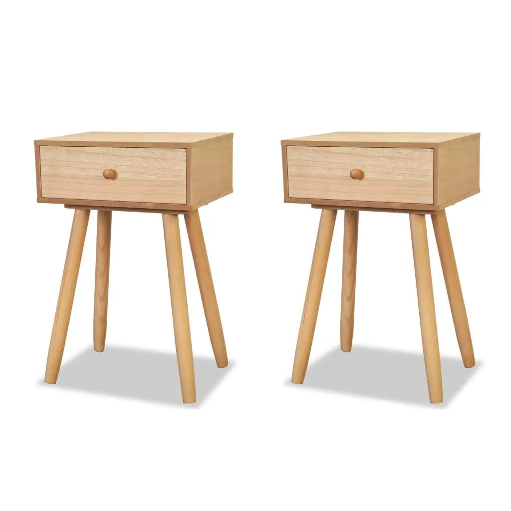 2x Solid Pinewood Side Tables Telephone Stand Storage Multi Colors