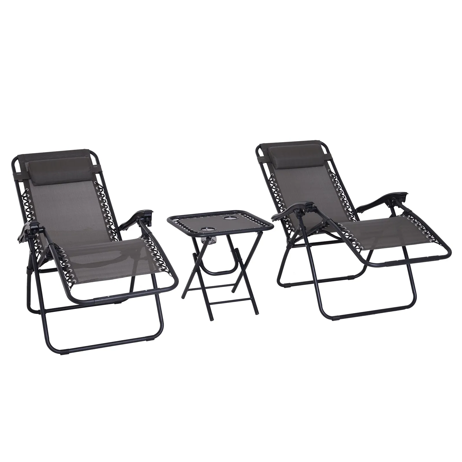 3pc Outdoor Garden Chair Set - Grey