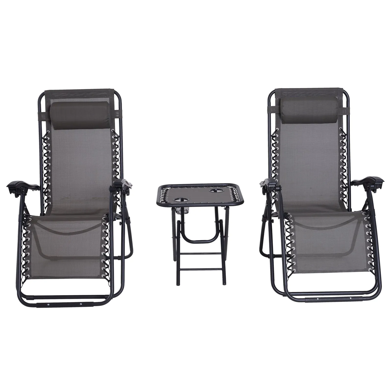 3pc Outdoor Garden Chair Set - Grey