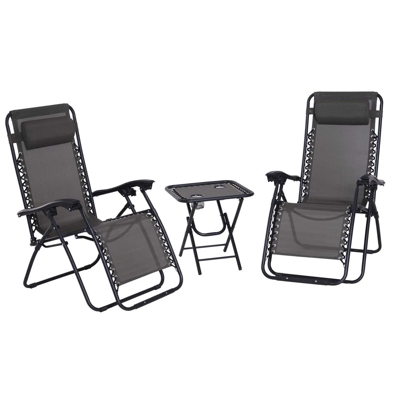 3pc Outdoor Garden Chair Set - Grey