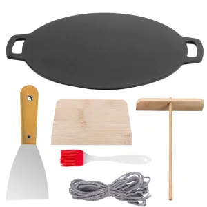 40cm Pre-Seasoned Cast Iron Crepes Pan Set, 5 Piece