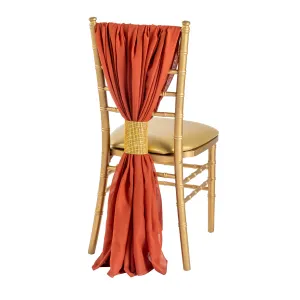 5pcs Pack of Chiffon Chair Sashes/Ties 19" x 72" - Rust