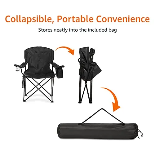 Amazon Basics Camping Chair, X-Large, Padded, Black