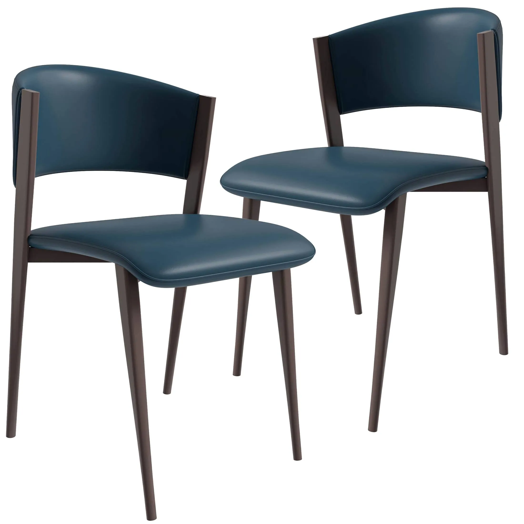 Aspen Dining Chairs Upholstered in Leather Kitchen Room Chairs with Metal Legs Set of 2