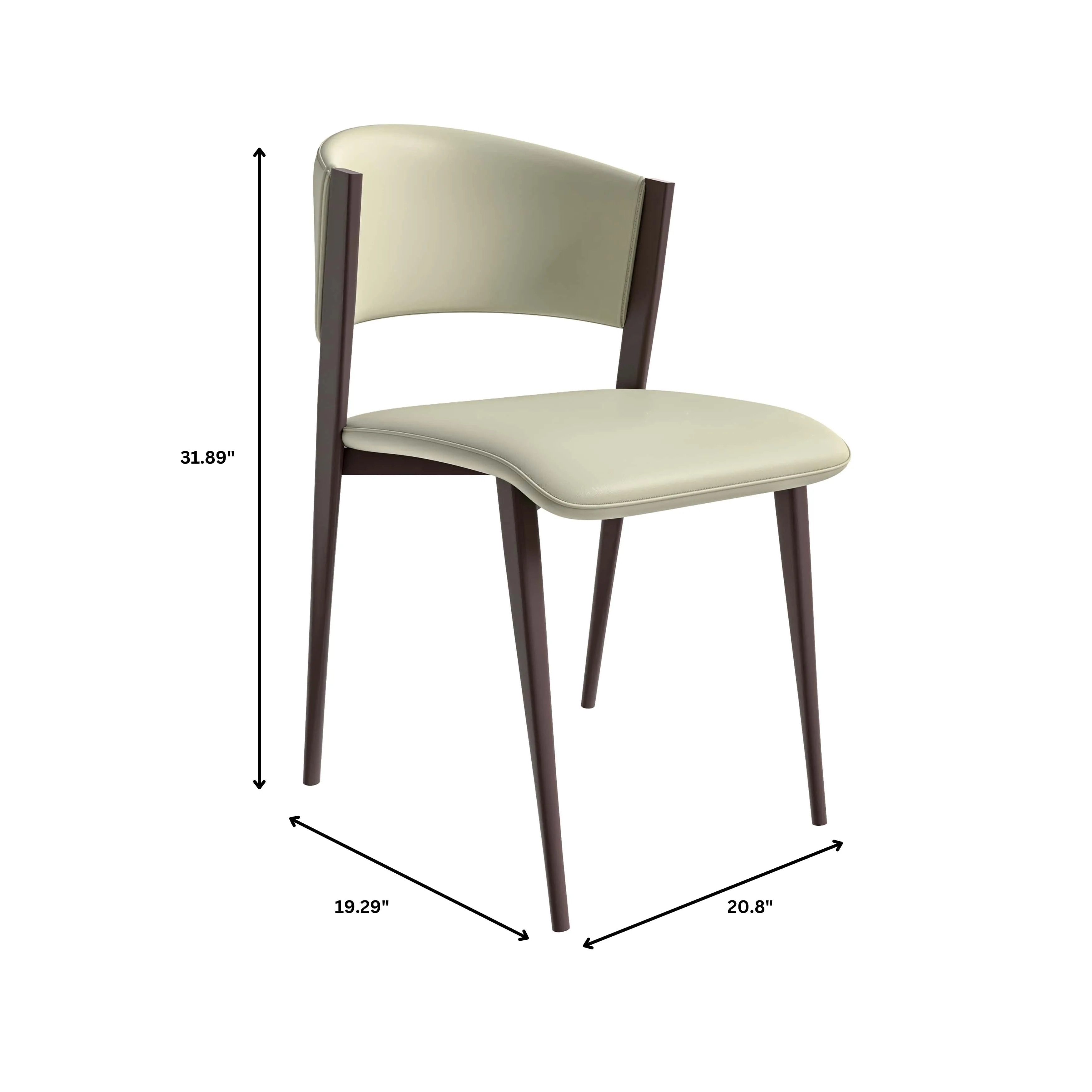 Aspen Dining Chairs Upholstered in Leather Kitchen Room Chairs with Metal Legs Set of 2