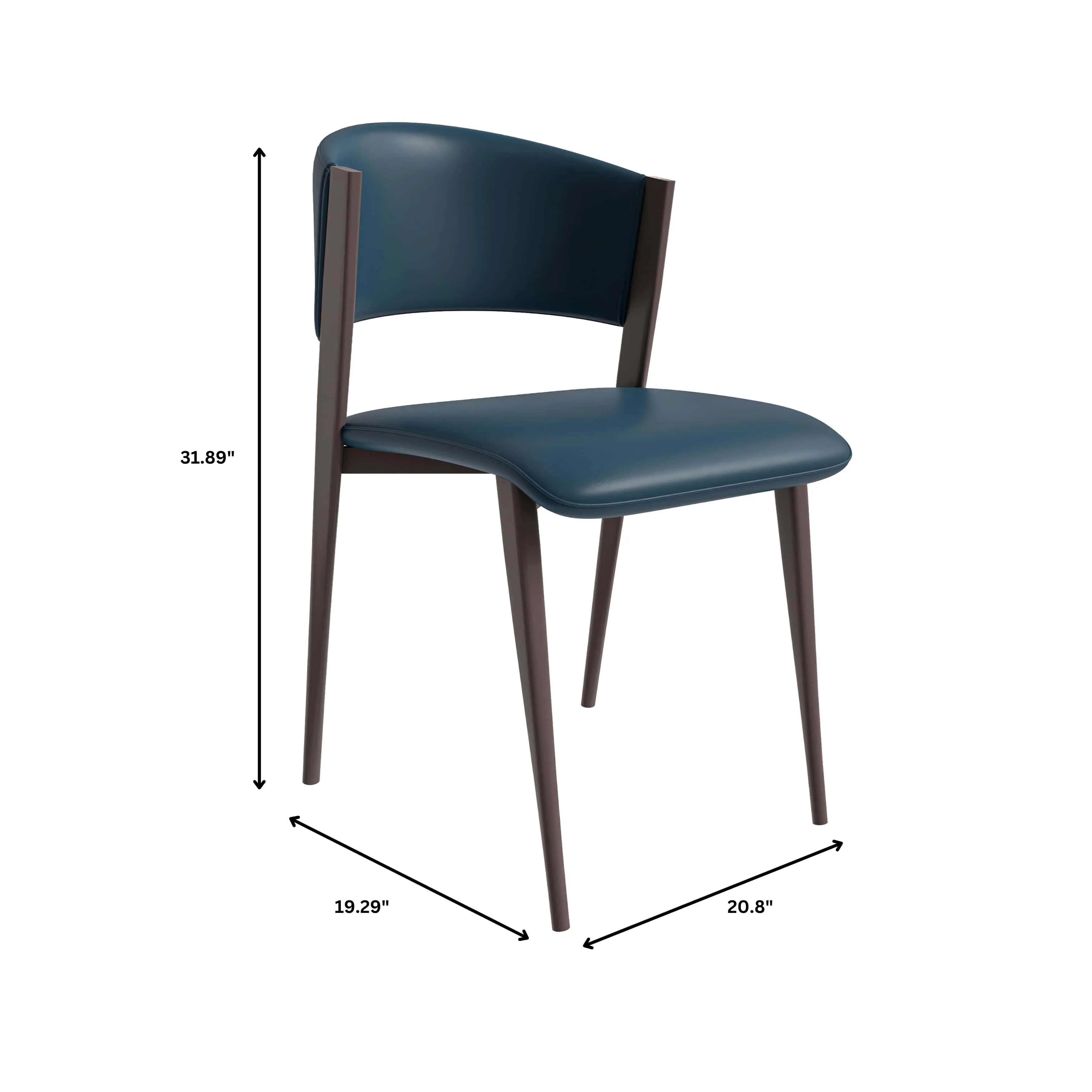 Aspen Dining Chairs Upholstered in Leather Kitchen Room Chairs with Metal Legs Set of 2