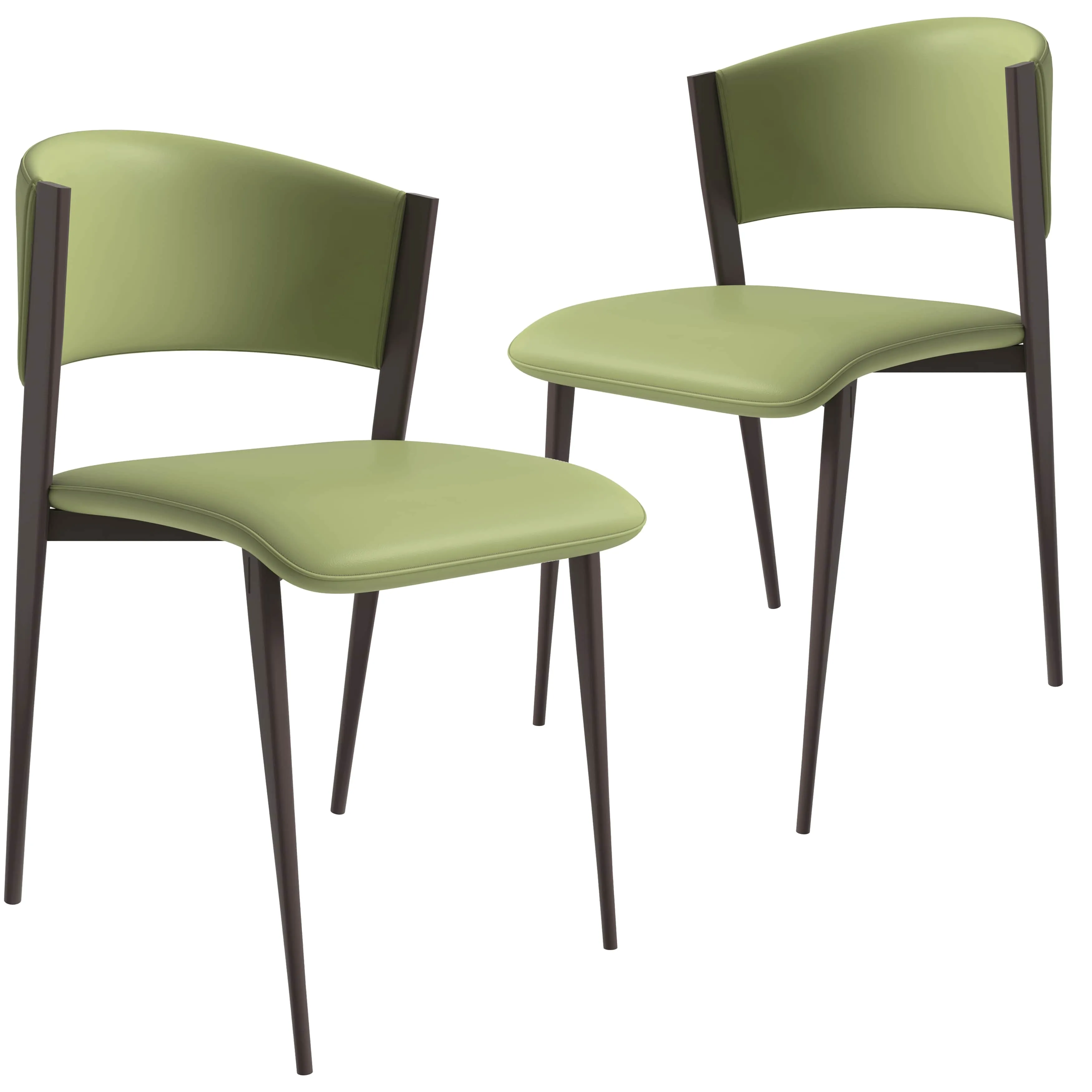 Aspen Dining Chairs Upholstered in Leather Kitchen Room Chairs with Metal Legs Set of 2