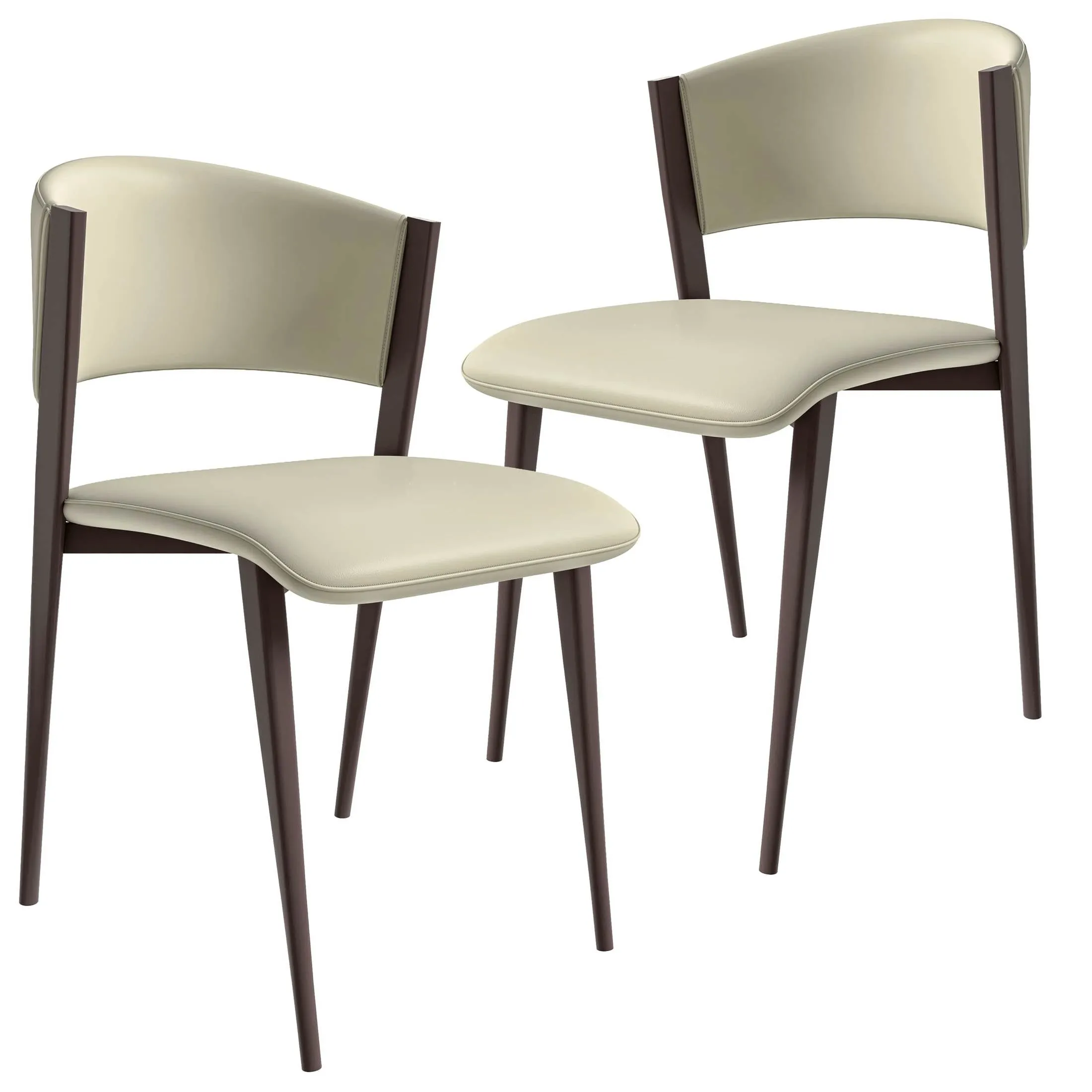 Aspen Dining Chairs Upholstered in Leather Kitchen Room Chairs with Metal Legs Set of 2