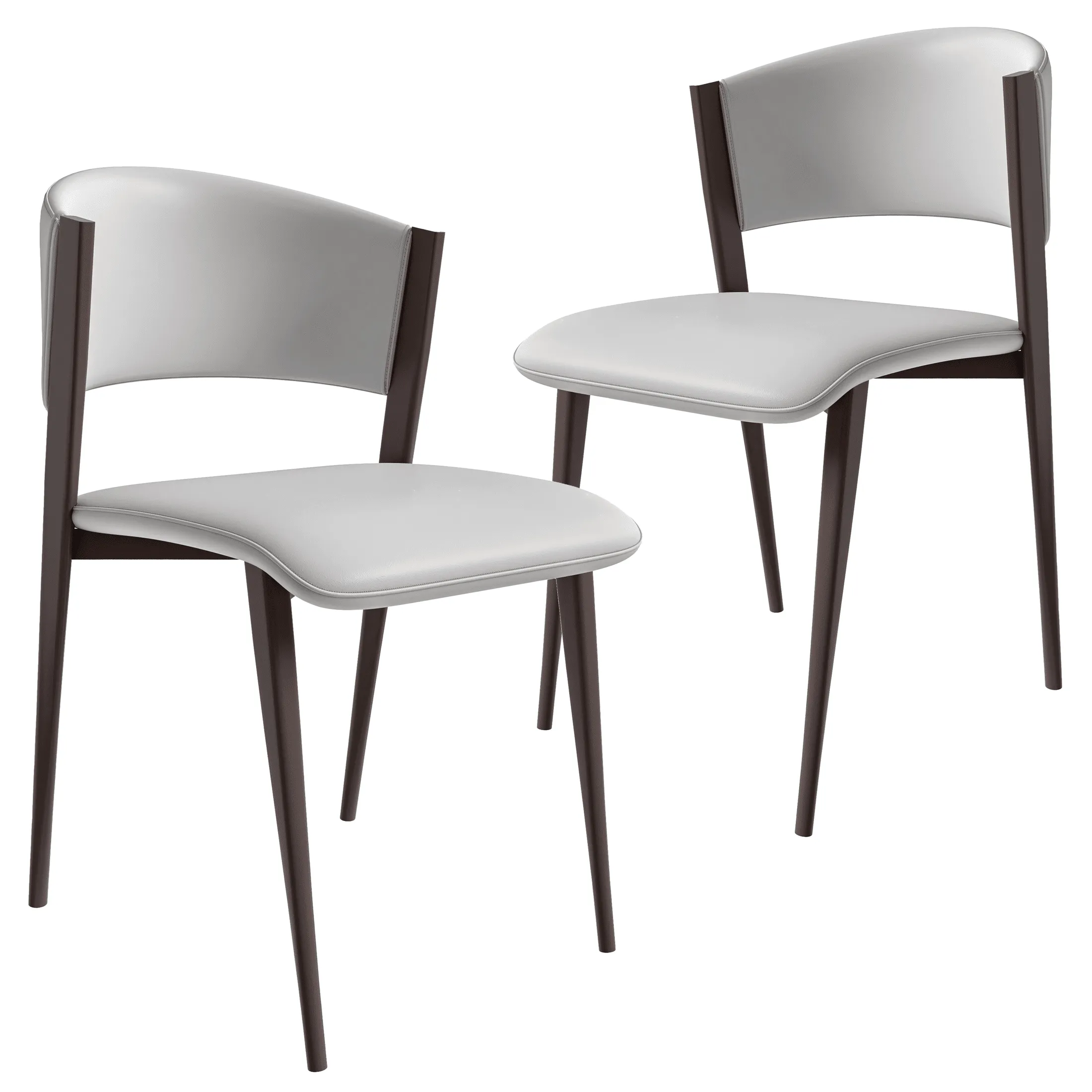 Aspen Dining Chairs Upholstered in Leather Kitchen Room Chairs with Metal Legs Set of 2