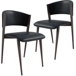 Aspen Dining Chairs Upholstered in Leather Kitchen Room Chairs with Metal Legs Set of 2