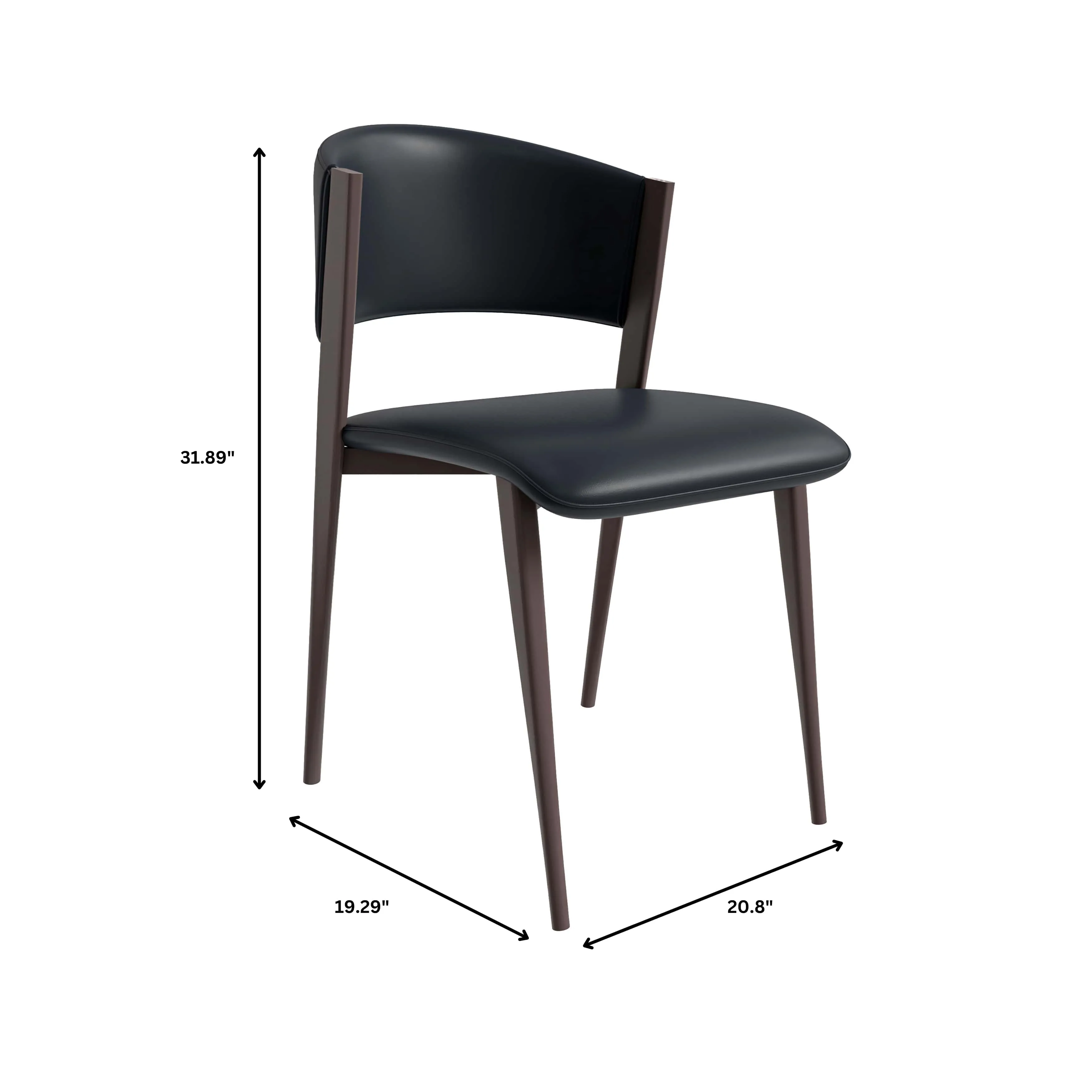 Aspen Dining Chairs Upholstered in Leather Kitchen Room Chairs with Metal Legs Set of 2