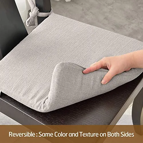 BALCONY & FALCON Chair Cushions Cover Removable Machine Washable Cover Anti-Slip Seat Cushion with Ties Durable Chair Pads for Indoor Dining Room and Kitchen Chairs (Beige, 2PCS)