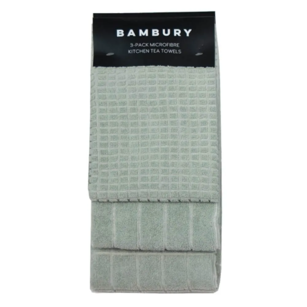 Bambury Microfibre 3 Piece Sage Kitchen Towel Set