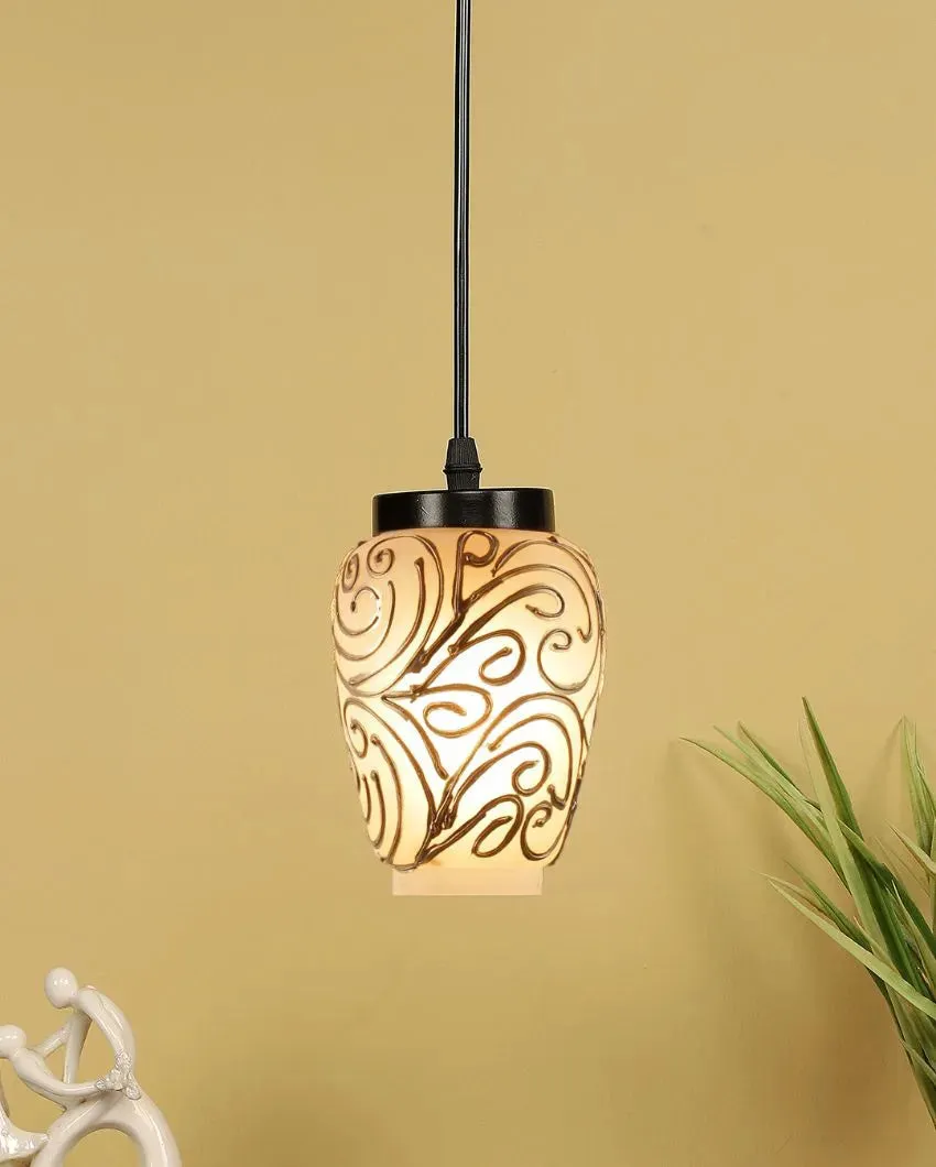 Beige Colorful Waves Design Mosaic Glass Hanging Lamp | 4 x 20 inches