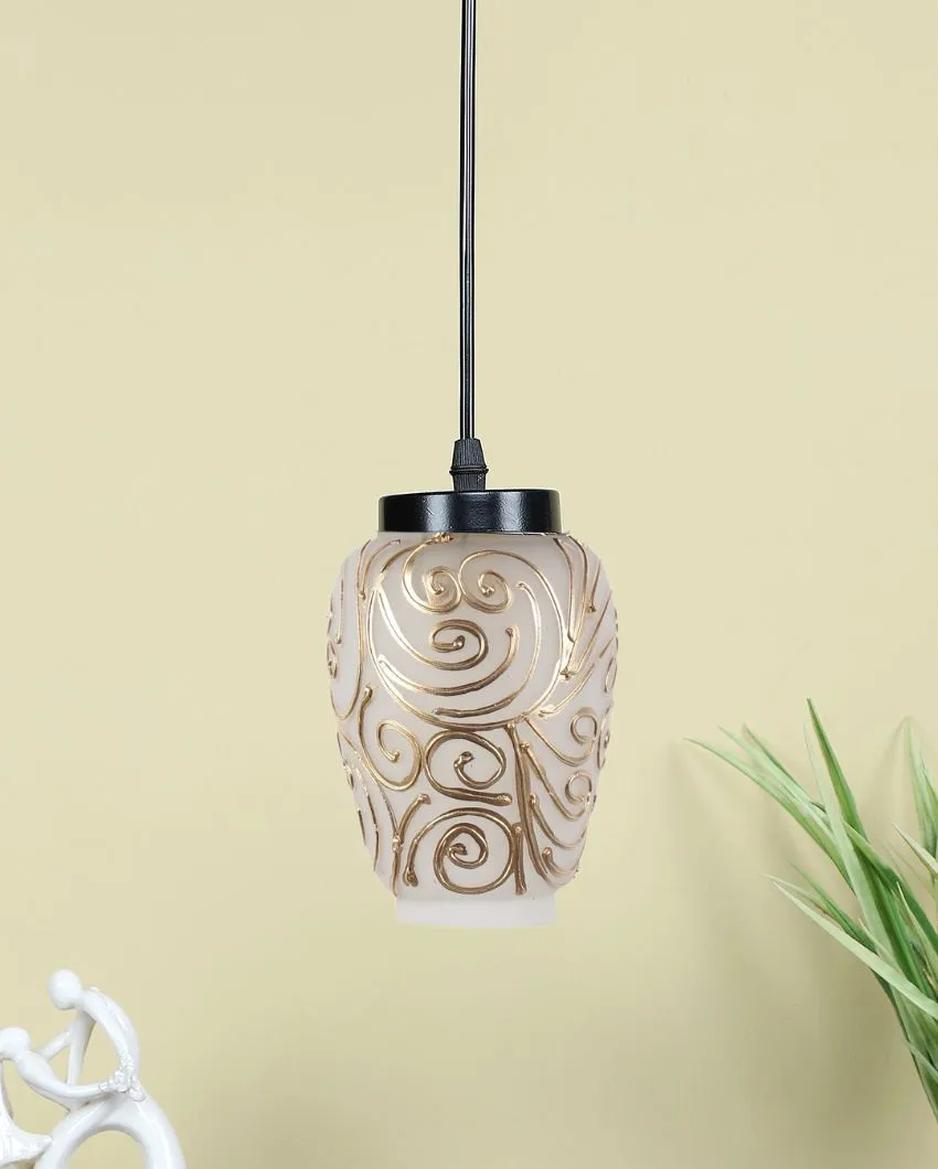 Beige Colorful Waves Design Mosaic Glass Hanging Lamp | 4 x 20 inches