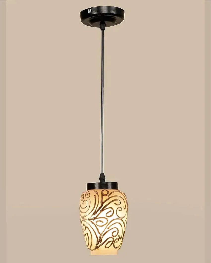 Beige Colorful Waves Design Mosaic Glass Hanging Lamp | 4 x 20 inches