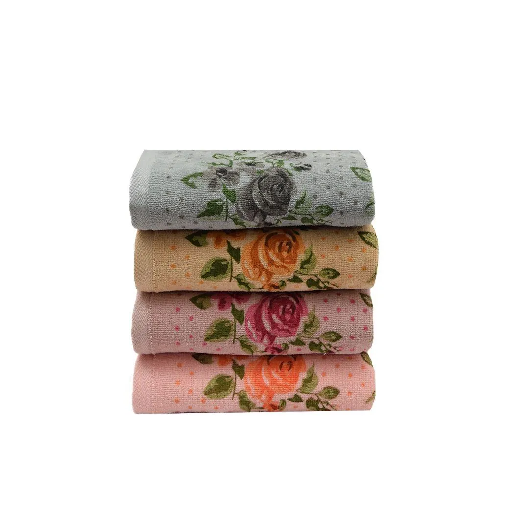 Blossom 450 GSM Cotton Hand Towel Set | 100% Cotton, Super Soft and Absorbent (Pack of 4)