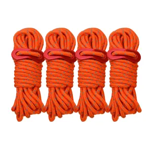 Camp Leader 4 Pcs Reflective Rope 4MM - ORANGE