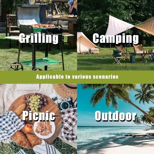 CAMP SOLUTIONS Folding Table, Small Portable Table, Adjustable Height Camp Table,Lightweight Aluminum Camping Table for Beach, Indoor, Office (L60*W45*H58)