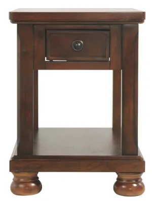 Chair Side End Table With 1 Drawer And Fixed Base Shelf, Brown By Benzara