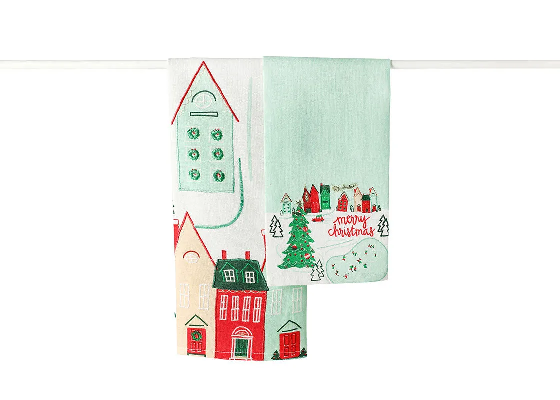 Christmas in the Village Town Towels, Set of 2