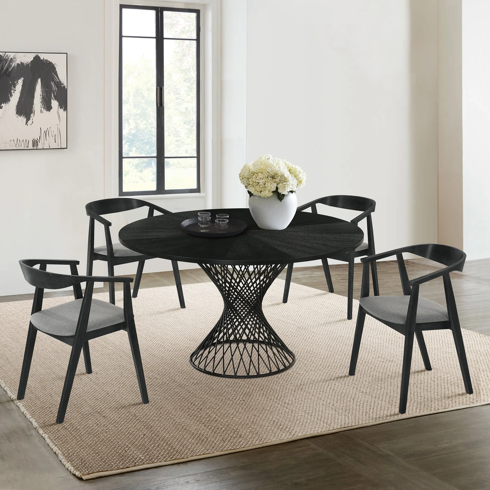 Cirque Santana 5 Piece Wood Dining Table Set