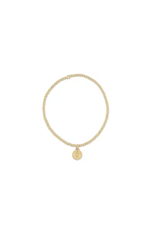 Classic Gold 2mm Bead Bracelet - Direction Gold Disc