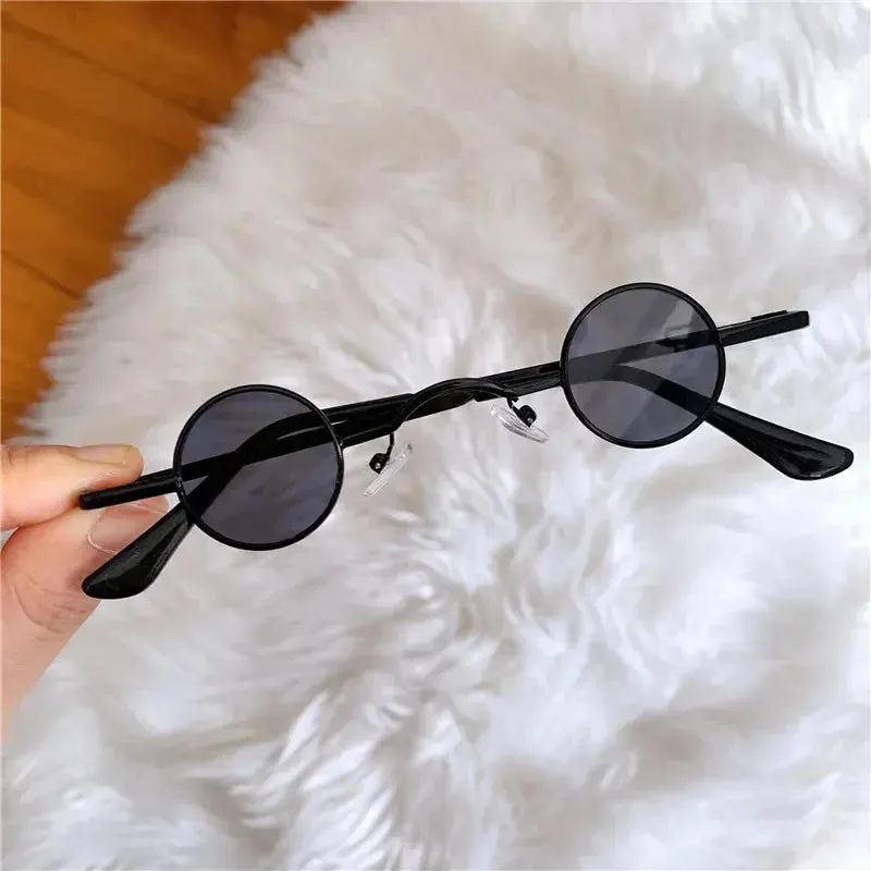 Classic Small Round Sunglasses Man Sunglasses Vintage Rock Punk Black Metal Steampunk Sun Glasses Women Mini Hip Hop Sunglasses