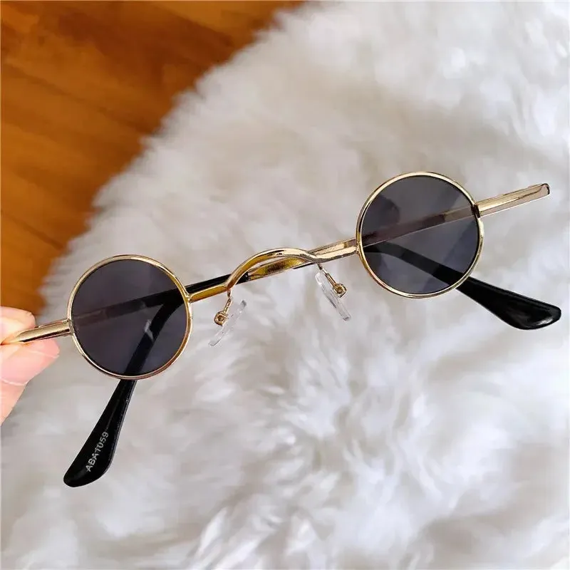 Classic Small Round Sunglasses Man Sunglasses Vintage Rock Punk Black Metal Steampunk Sun Glasses Women Mini Hip Hop Sunglasses