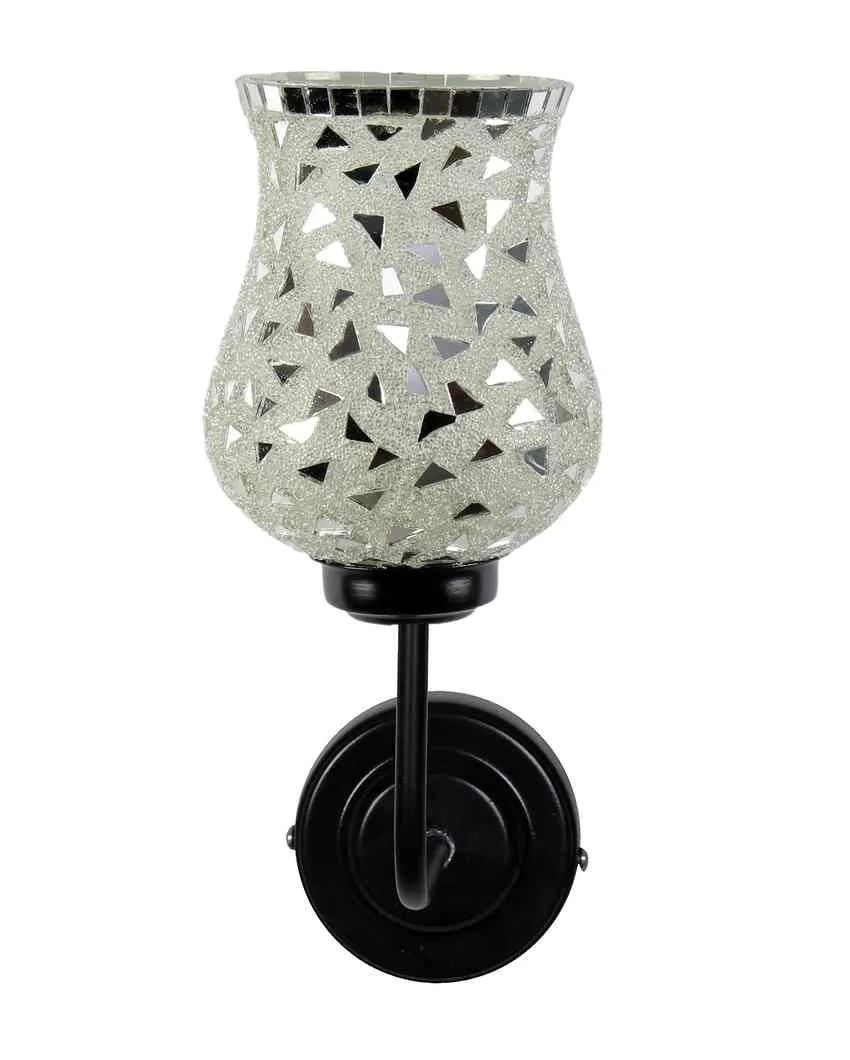 Colorful Artistic Mosaic Glass Shade Wall Mounted Lamp With Iron Base | 9 x 4 x 13 inches