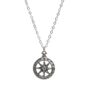 Compass Rose Necklace in Silver