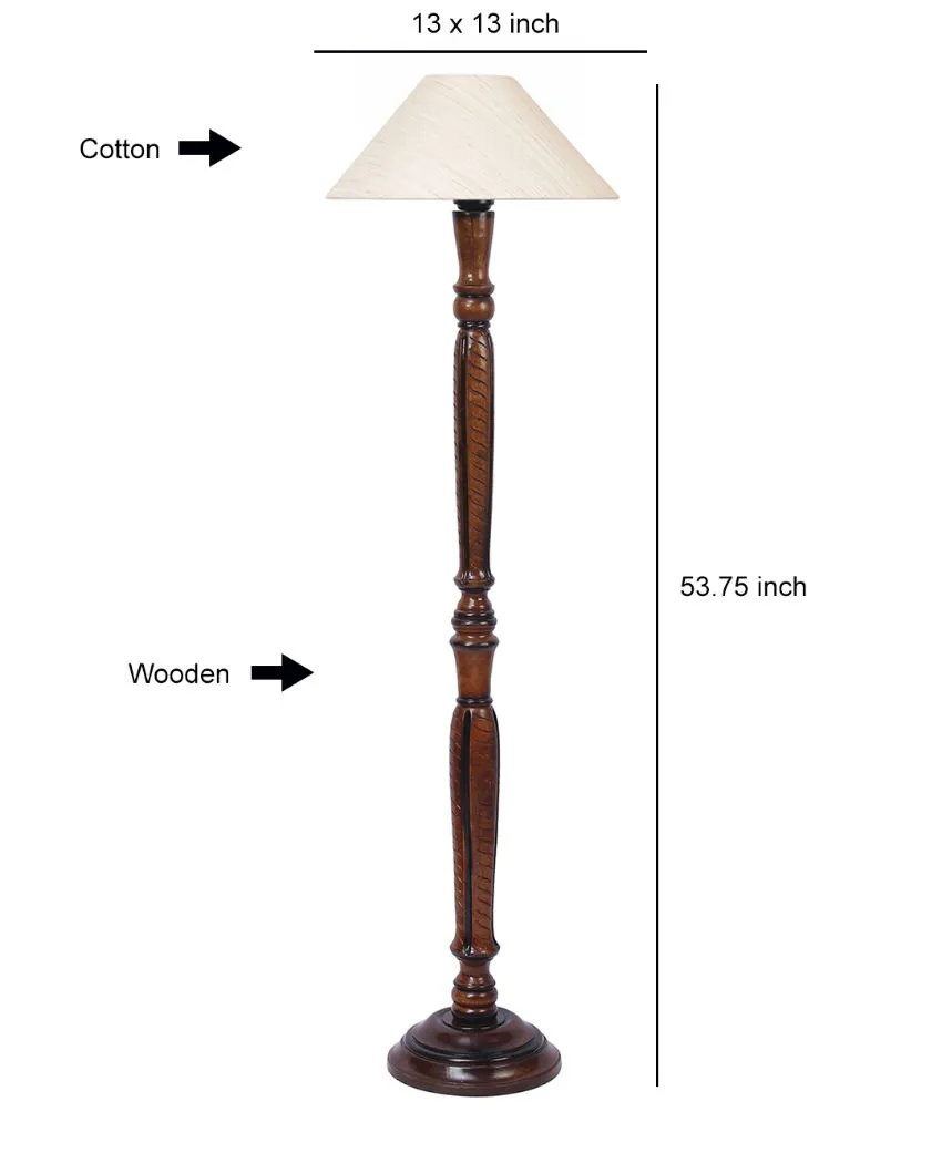 Coolie Cotton Wooden Floor Lamp | 4 Feet