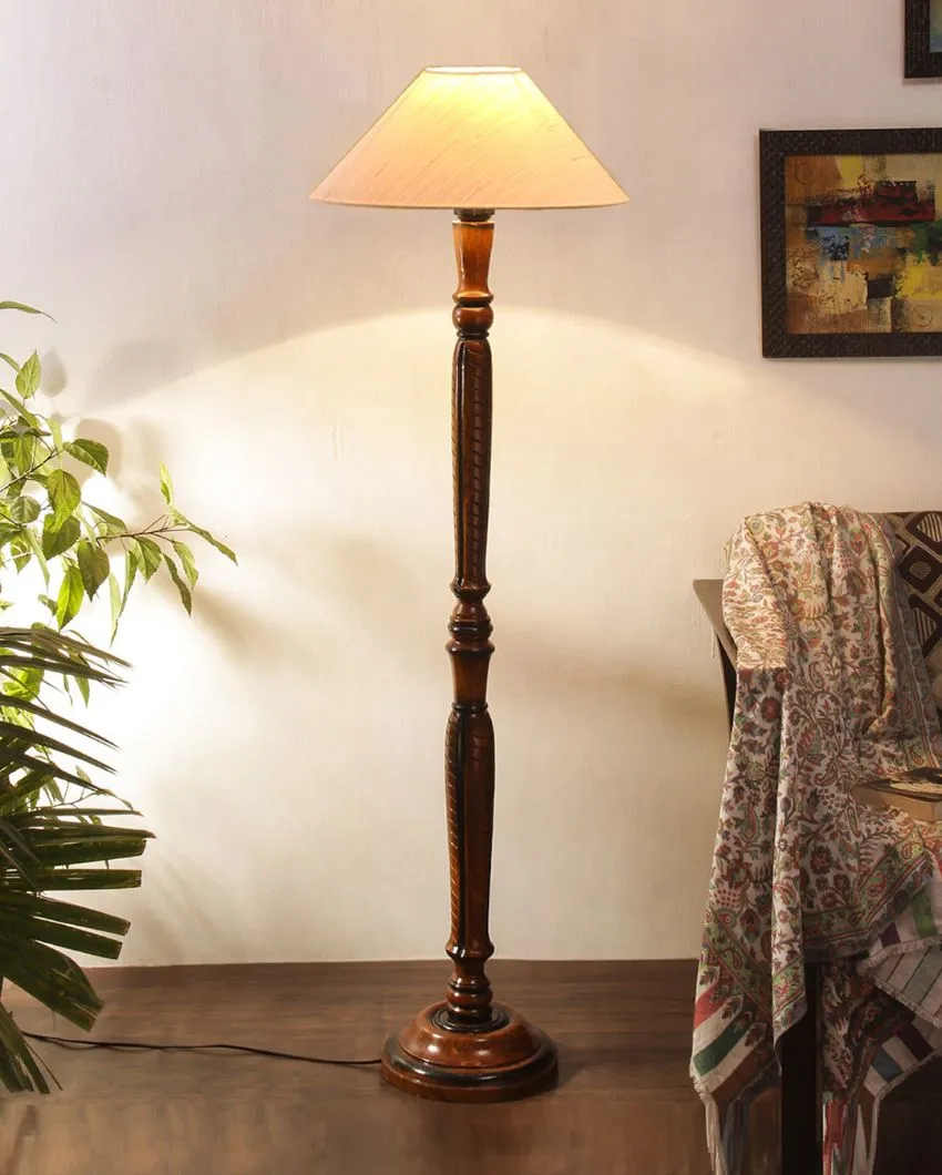 Coolie Cotton Wooden Floor Lamp | 4 Feet