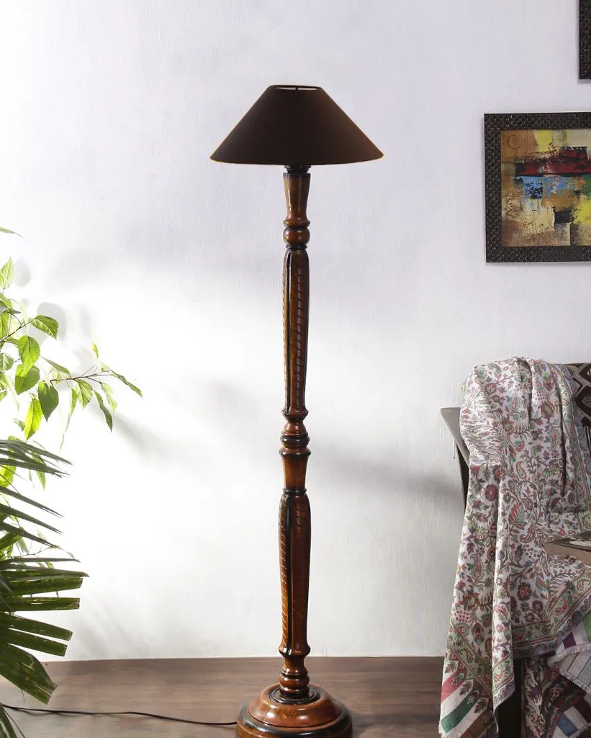 Coolie Cotton Wooden Floor Lamp | 4 Feet