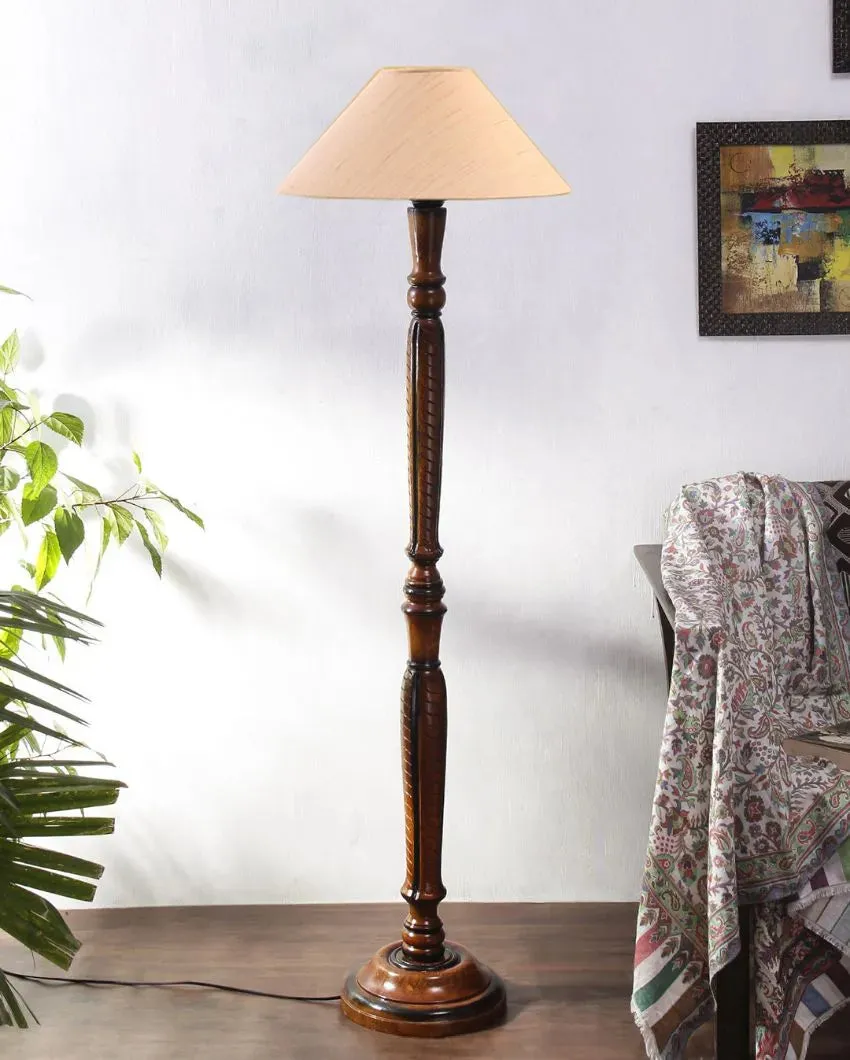 Coolie Cotton Wooden Floor Lamp | 4 Feet