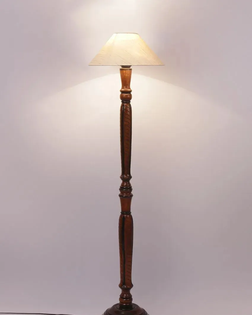 Coolie Cotton Wooden Floor Lamp | 4 Feet