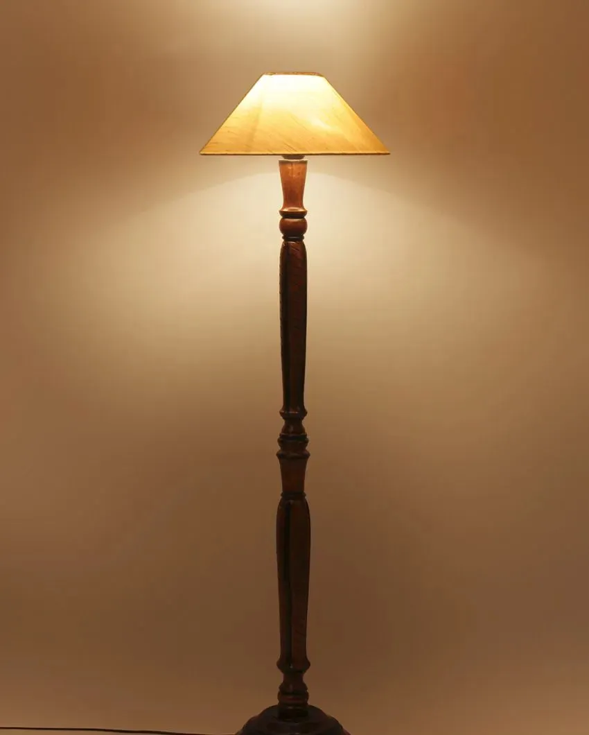 Coolie Cotton Wooden Floor Lamp | 4 Feet