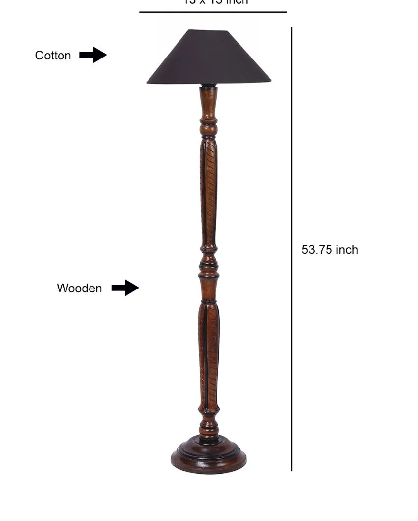 Coolie Cotton Wooden Floor Lamp | 4 Feet