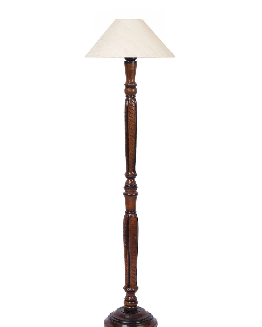 Coolie Cotton Wooden Floor Lamp | 4 Feet