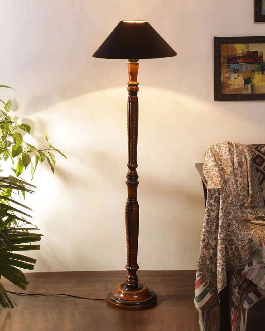 Coolie Cotton Wooden Floor Lamp | 4 Feet